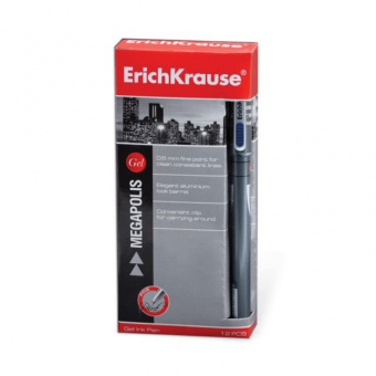 Ручка гелевая Erich Krause MEGAPOLIS GEL чёрная толщина линии 0.4 мм, арт. 93