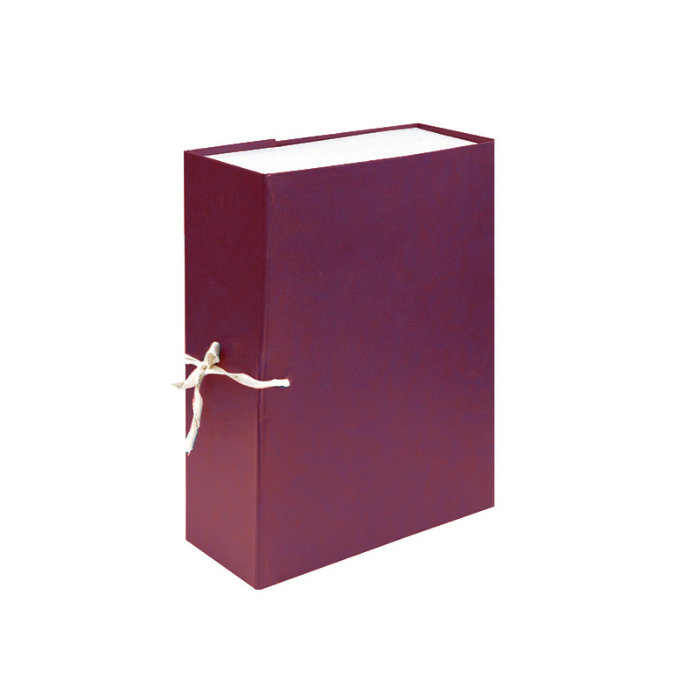 Папка-короб архивный с завязками, бумвинил, 90 мм, бордовый