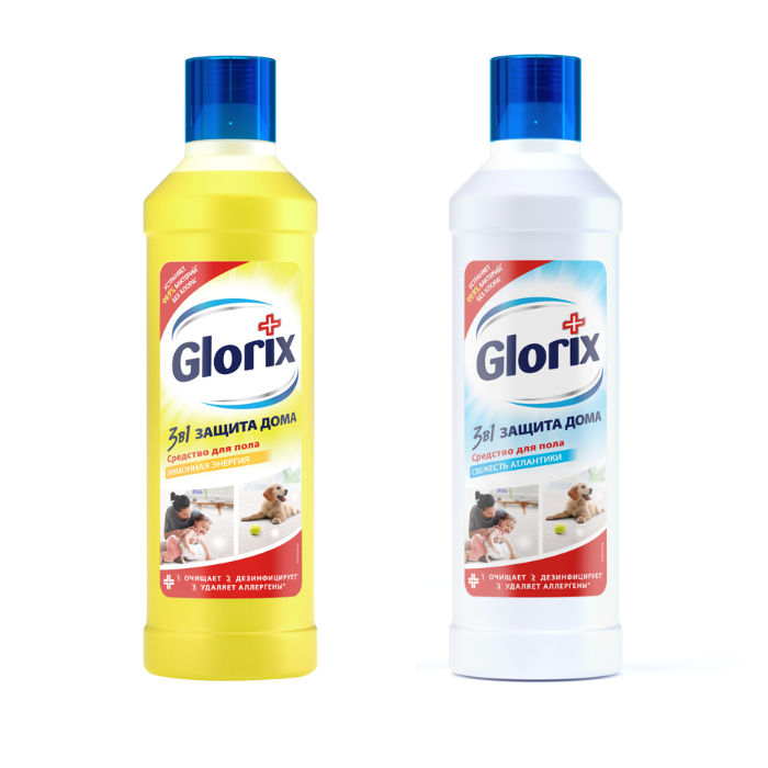 Средство для мытья пола очищающее и дезинфицирующее Glorix 1л