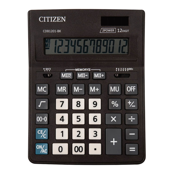 Калькулятор настольный Citizen CDB1201BK 12 разрядный серый двойное питание