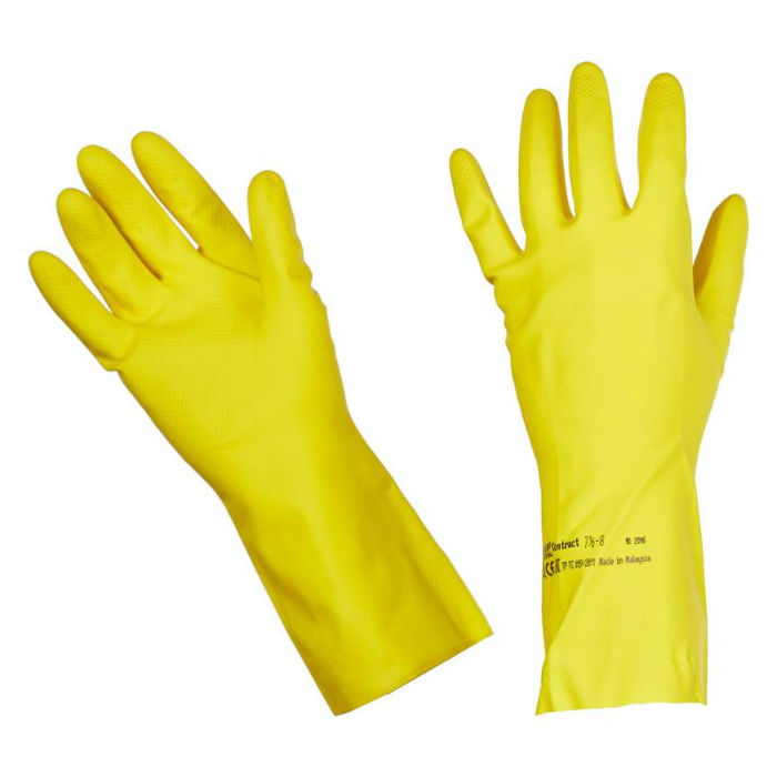 Перчатки резиновые (латексные) хоз. хлопковое напыление  XL желтый Vileda
