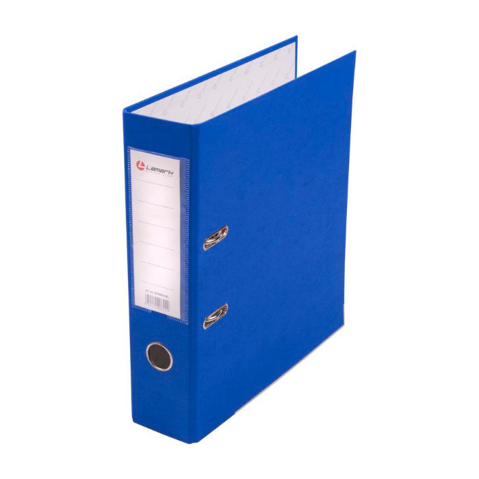 Папка-регистратор А4 80мм PVC синий, окант, LAMARK. AF0600-BL