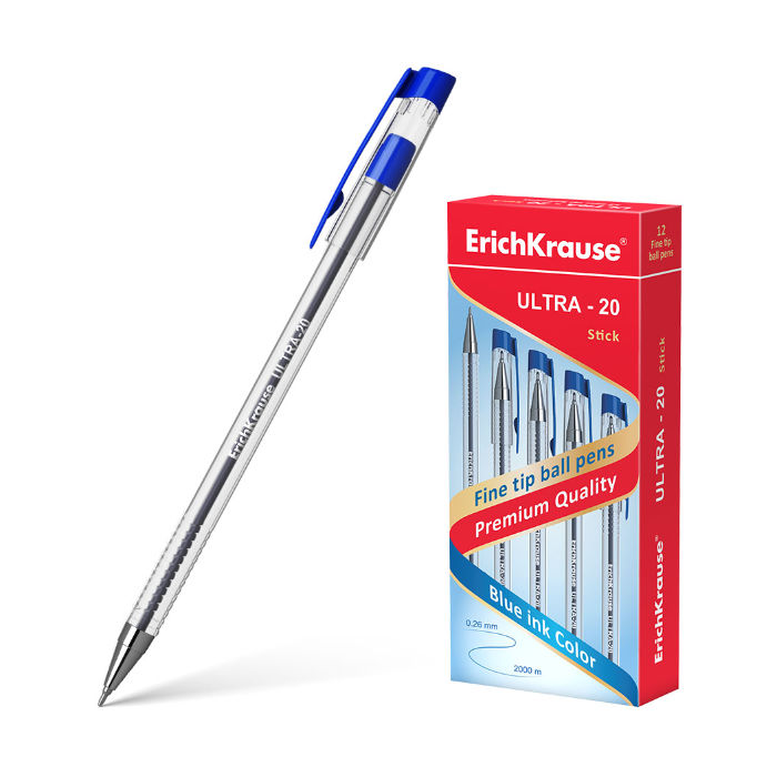 Ручка шариковая масляная ERICH KRAUSE Ultra L-20 синяя арт. 13875 (линия письма 0.26 мм)