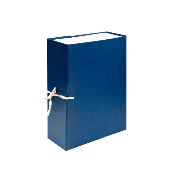 Папка-короб архивный с завязками, бумвинил, 90 мм, синий