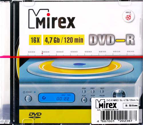 Диск DVD-R 16x, 4.7 Gb, Slim