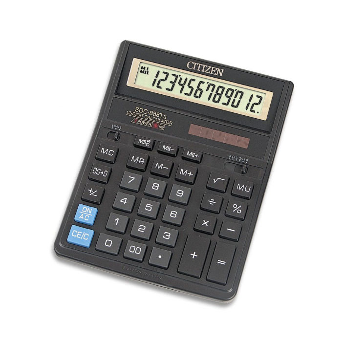 Калькулятор настольный Citizen SDC-888TII 12 разрядный чёрный двойное питание