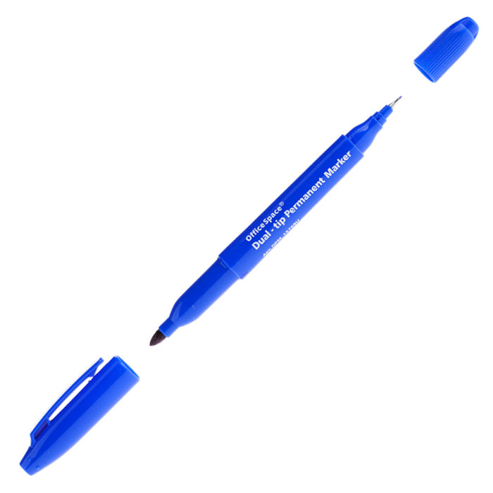 Маркер перманентный, двусторонний, 0.8 / 2.2 мм синий, OfficeSpace, арт. 178877/DPM_1576BU