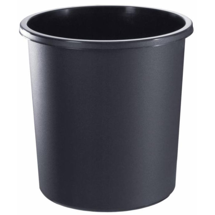 Корзина для мусора СТАММ пластиковая 18 литров, цельная, чёрная, артикул КР41