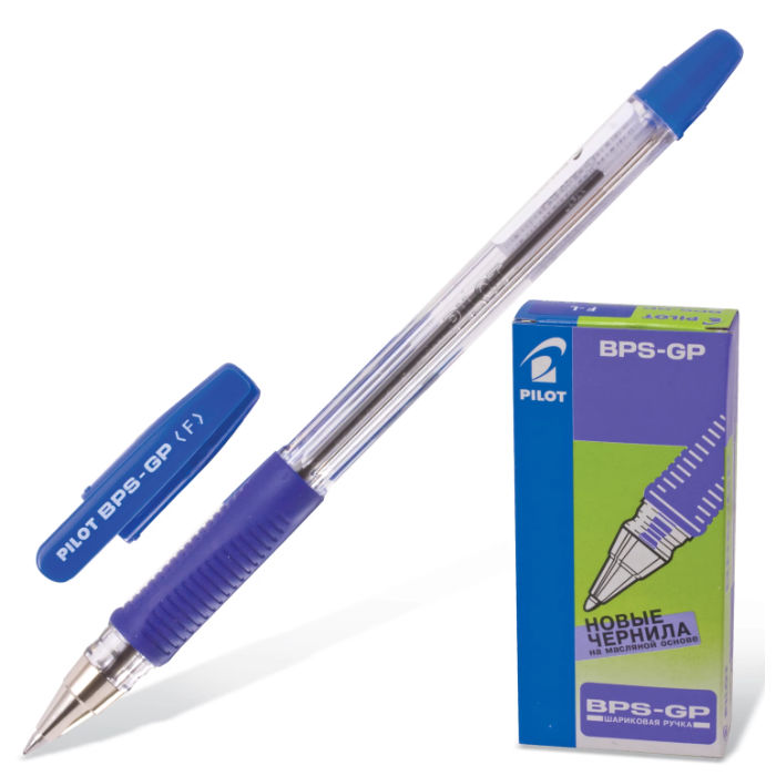 Ручка шариковая масляная PILOT BPS-GP-F-L синяя резиновый манжет (линия письма 0.32 мм)