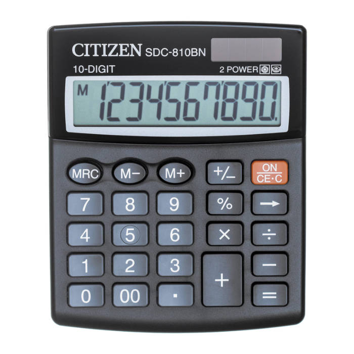 Калькулятор настольный Citizen SDC-810BN 10 разрядный чёрный двойное питание