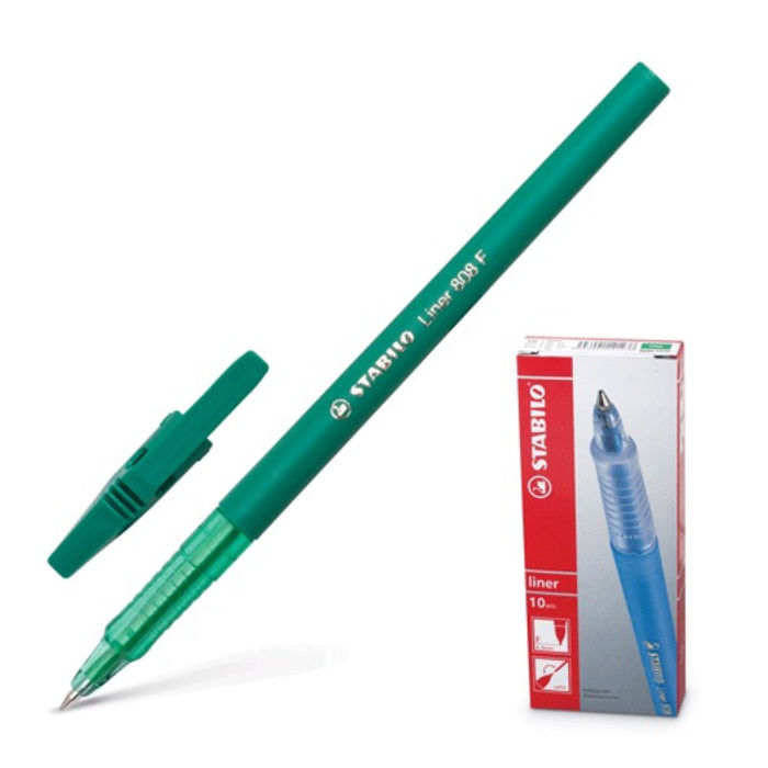 Ручка шариковая STABILO Liner 808/36 зелёная (линия письма 0.3 мм)