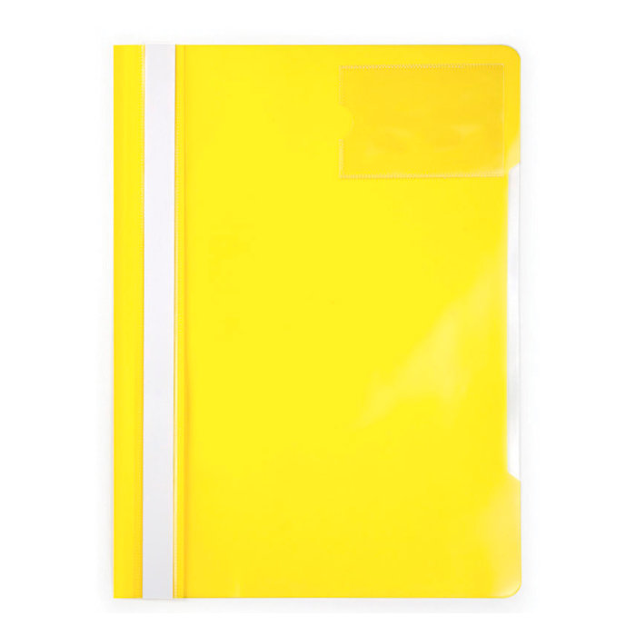 Папка-скоросшиватель Бюрократ А4 с прозрачным верхом, карман для визитки, 0.12/0.18 мм, жёлтый, PS-V20yel