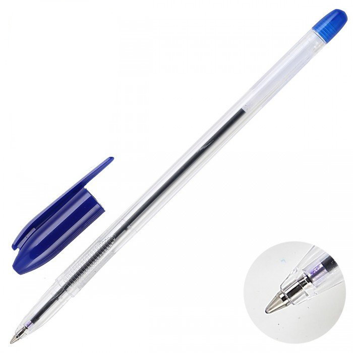 Ручка шариковая масляная СТАММ VeGa синяя арт. РШ101 (линия письма 0.7 мм)