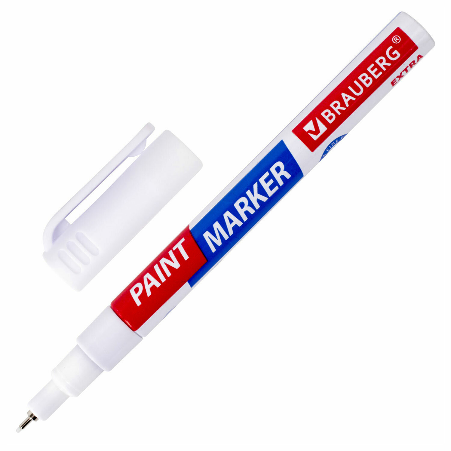 Маркер-краска лаковый EXTRA (paint marker) 1 мм, БЕЛЫЙ, УСИЛЕННАЯ НИТРО-ОСНОВА