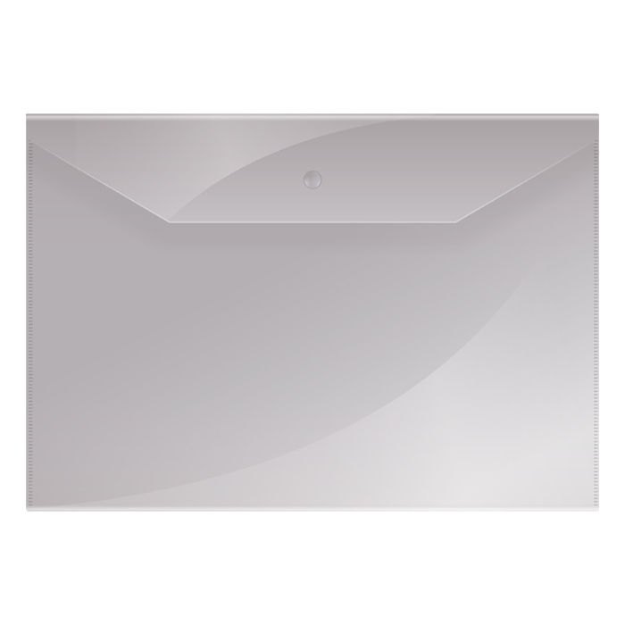 Папка-конверт на кнопке А4, 150мкм, прозрачный глянец, OfficeSpace, арт. 16252