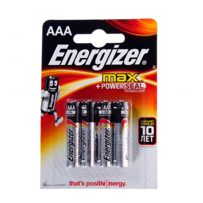 Батарейки ENERGIZER мизинчиковые ААA LR03 (4 штук в упаковке)