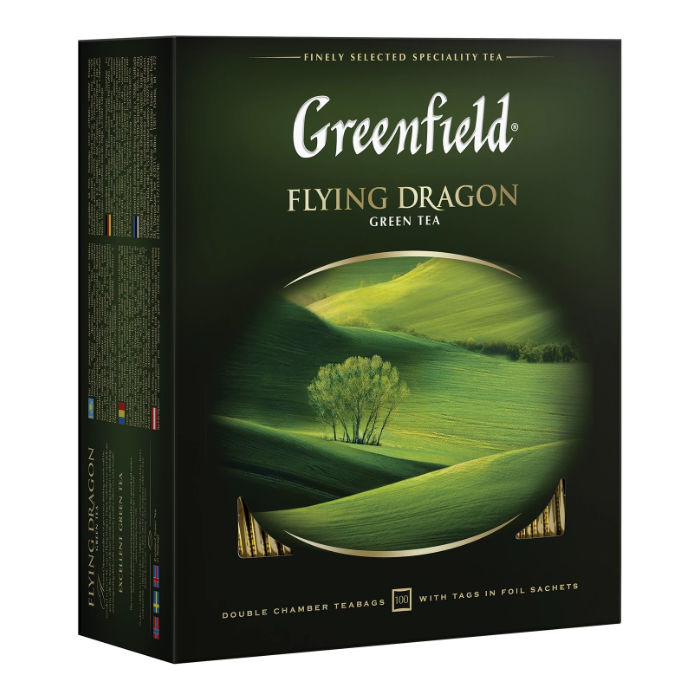 Чай GREENFIELD (Гринфилд) "Flying Dragon", зеленый, 100 пакетиков в конвертах по 2 г