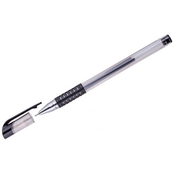 Ручка гелевая OfficeSpace черная, 0.5мм, грип, игольчатый стержень
