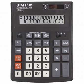 Калькулятор 14разрядов, 2питание, 155х205, STAFF PLUS STF-333