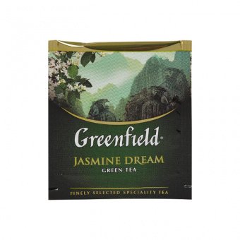 Чай GREENFIELD (Гринфилд) "Jasmine Dream" ("Жасминовый сон"), зеленый с жасмином, 100 пакетиков по 2 г