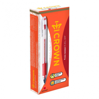 Ручка гелевая CROWN "Hi-Jell Grip", СИНЯЯ, узел 0,5 мм, линия письма 0,35 мм, HJR-500R
