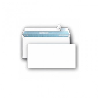 Конверт почтовый Е65 110х220 мм., белый, стрип, запечатка, 80 г/м2