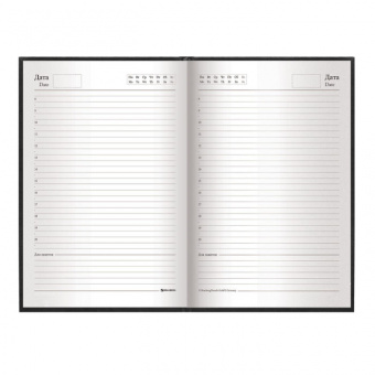 Ежедневник недатированный А5 (145х215 мм) BRAUBERG, обложка бумвинил, 160 листов, чёрный, 126540