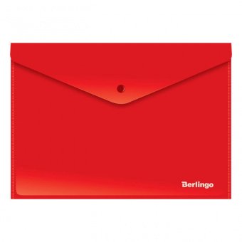 Папка-конверт на кнопке А4, 180мкм, красный непрозрачный глянец, Berlingo, арт. AKk_04403