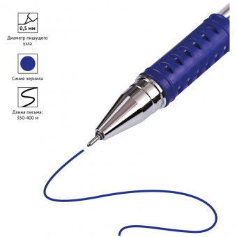 Ручка гелевая OfficeSpace синяя, 0.5мм, грип, игольчатый стержень
